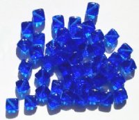 50 8mm Diagonal Hole Sapphire Cube Beads